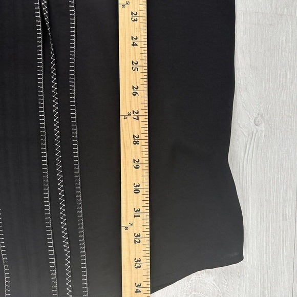 Vince Black Shift Dress Size 4 Cap Sleeve V-Neck Embroidered Pleated Front - Picture 15 of 16